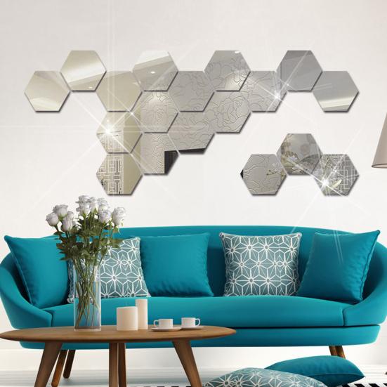 Hexagonal Wall Mirror Stickers