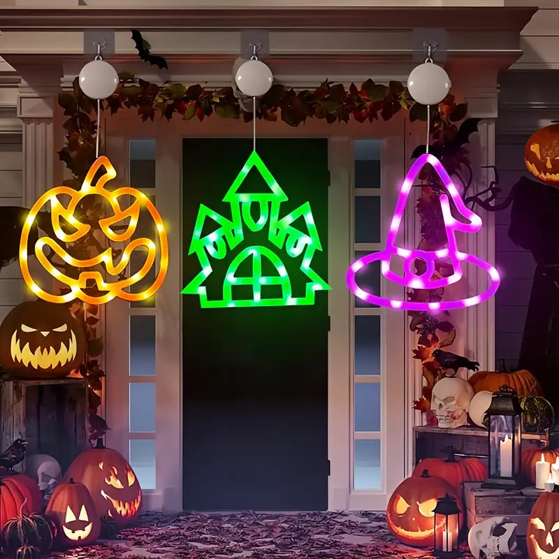 Halloween LED String Lights (Pumpkin, Hat, Castle – 3 pcs)